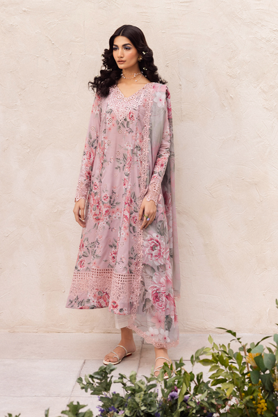 3Pc Embroidered+ Printed Suit-RG522