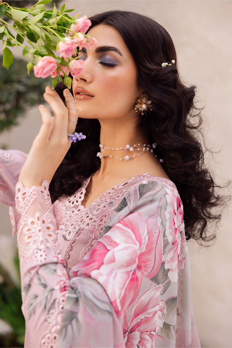 3Pc Embroidered+ Printed Suit-RG522