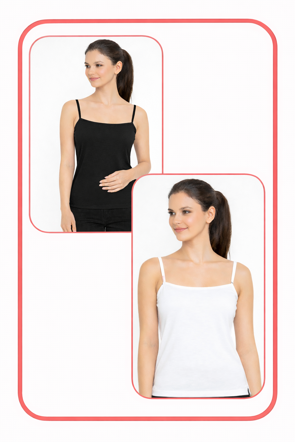 Women Summer Camisole (White+Black)