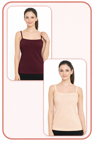 Women Summer Camisole (Skin+Maroon)