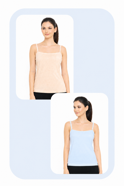 Women Summer Camisole (Skin+SkyBlue)