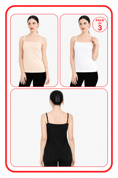 Women Summer Camisole (Skin+White+Black)