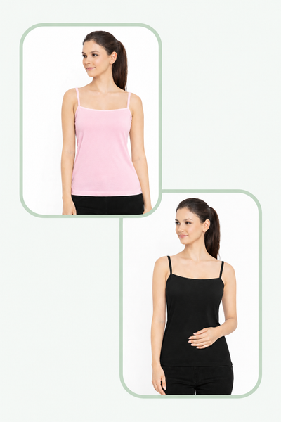 Women Summer Camisole (Pink+Black)