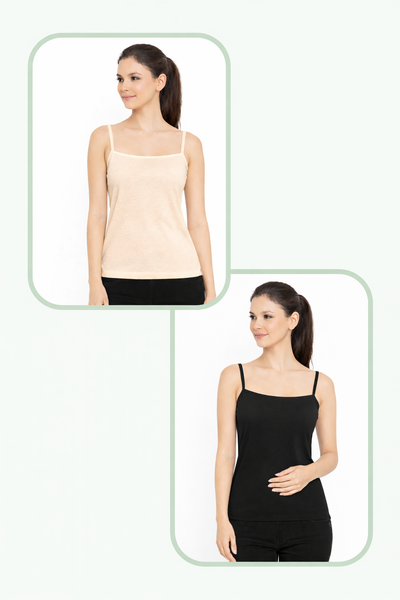 Women Summer Camisole (Skin+Black)