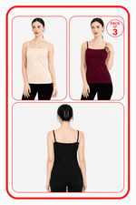 Women Summer Camisole (Skin+Maroon+Black)