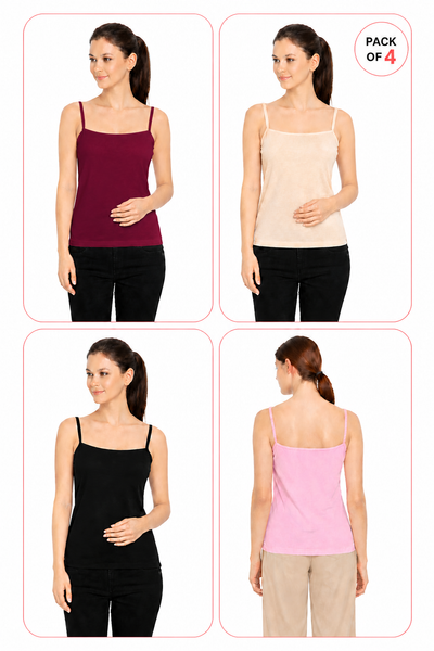 Women Summer Camisole (Skin+Maroon+Black+Pink)