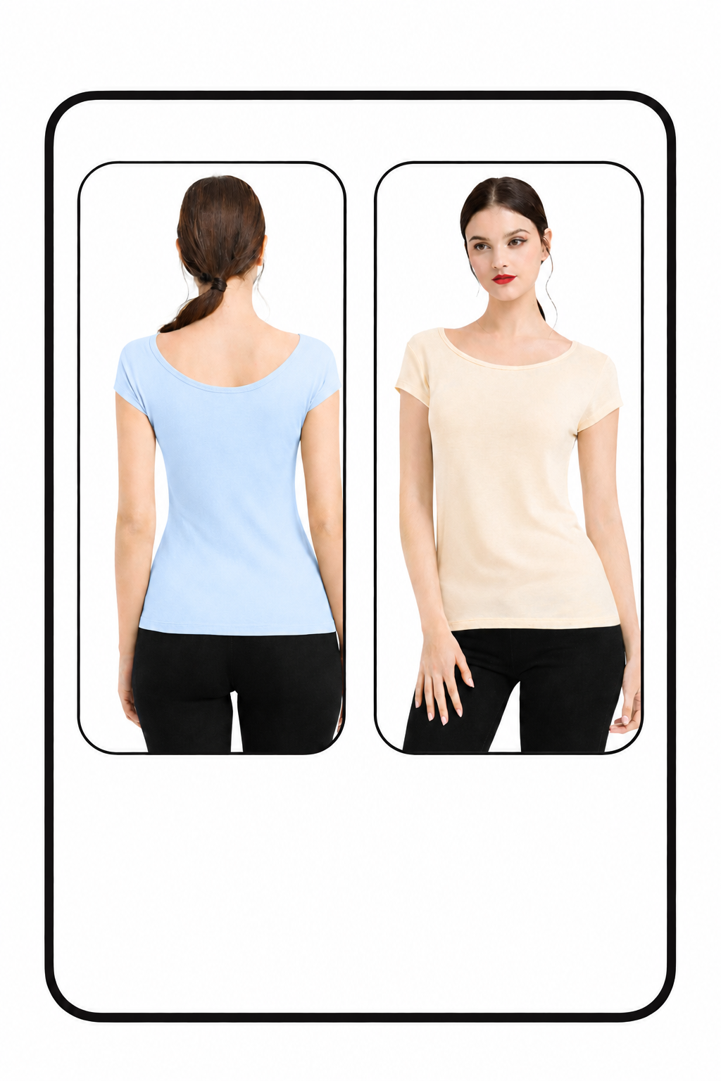 Women Summer Camisole (SkyBlue+Skin)