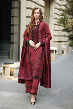 3Pc Embroidered +Printed Suit-RG517