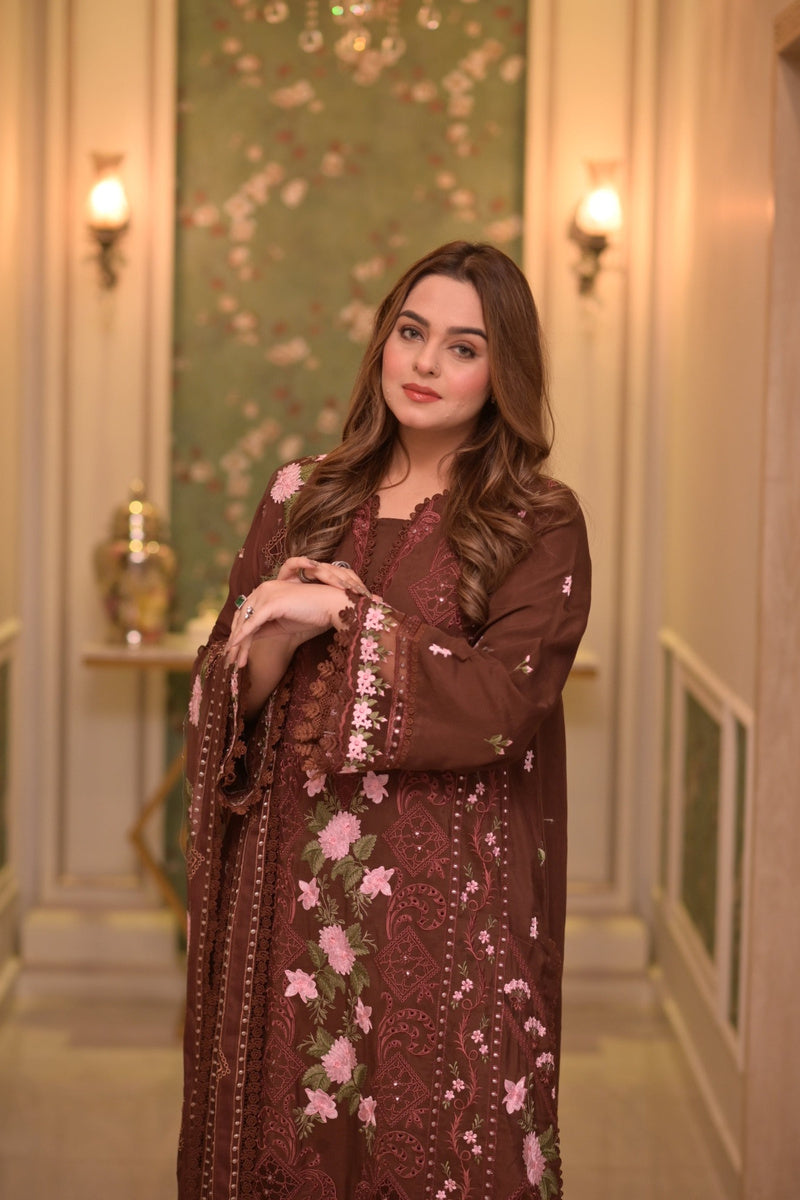 3Pc Embroidered Suit-RG505