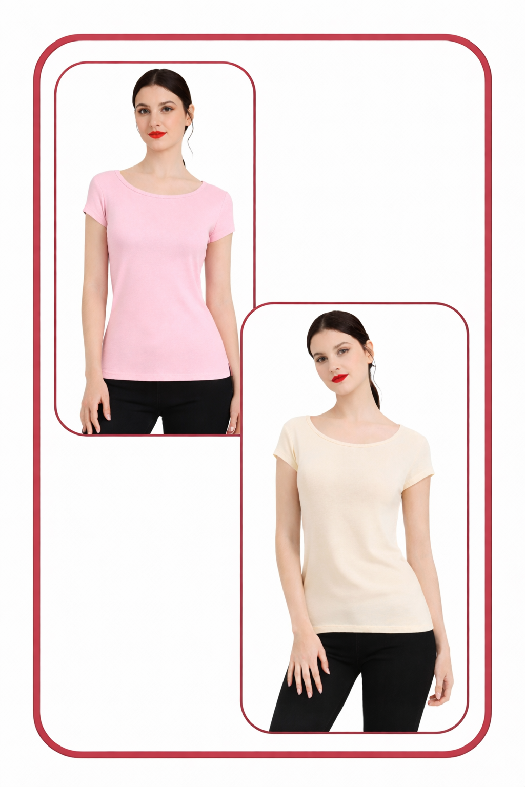 Women Summer Camisole (Pink+Skin)