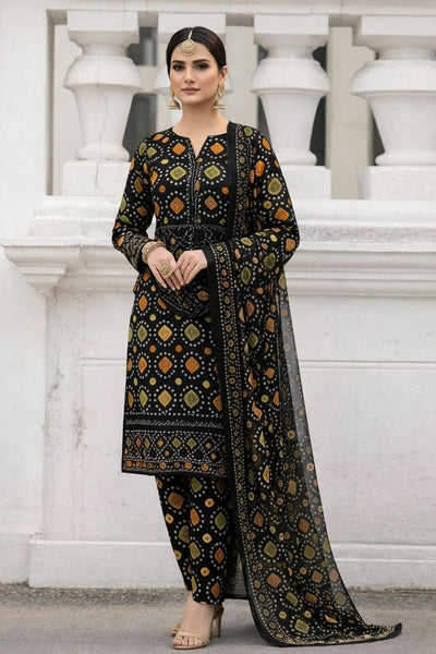 3Pc Print+Embroidered Suit-RG502
