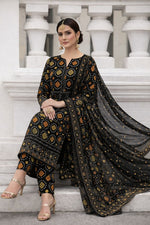 3Pc Print+Embroidered Suit-RG502