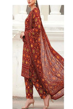 3Pc Print+Embroidered Suit-RG503