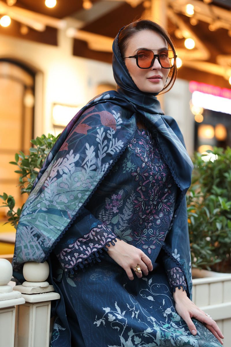 3Pc Embroidered +Printed Suit-RG529