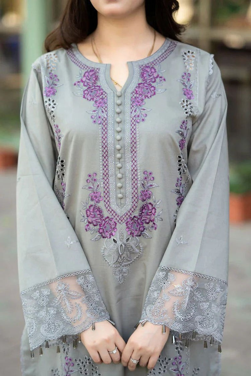 3Pc Embroidered Suit-RG519
