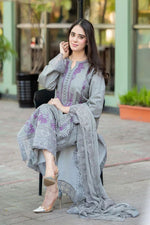 3Pc Embroidered Suit-RG519