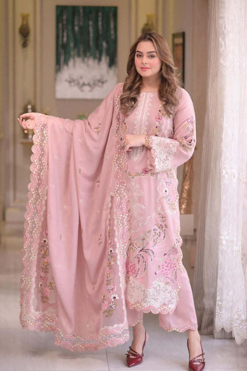3Pc Embroidered Suit-RG513