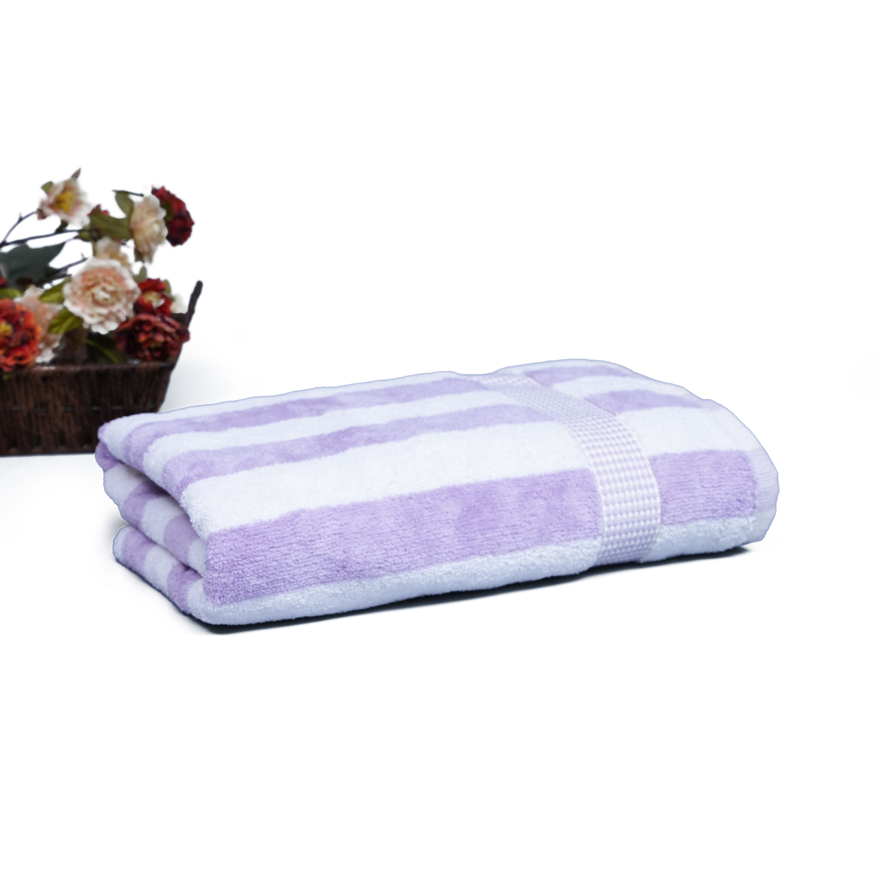 Premium Quality Cotton Stripe Towel (Purple)